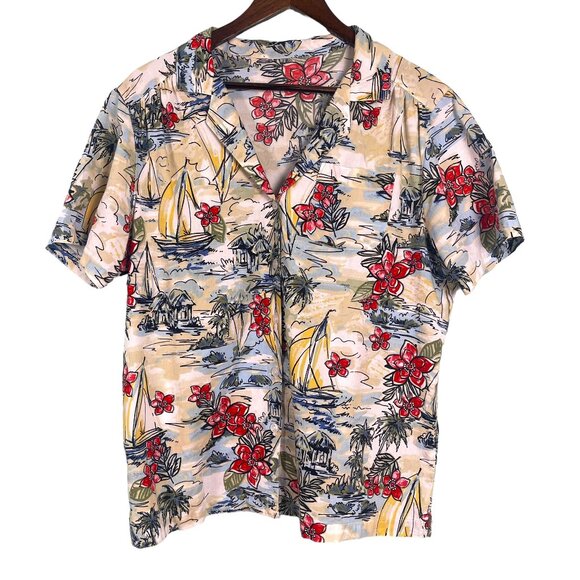 Cathy Daniels Tops Vintage 9s Hawaiian Blouse Womens Sz L Cathy — free download